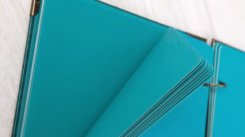 potricher 10 x 10 Inch Leather Hardcover 80 Pages DIY Scrapbook Photo Album Blank Craft Paper Wedding Anniversary Family Photo Scrapbook Album (Blue, 10 x 10 Inch) - Image 5